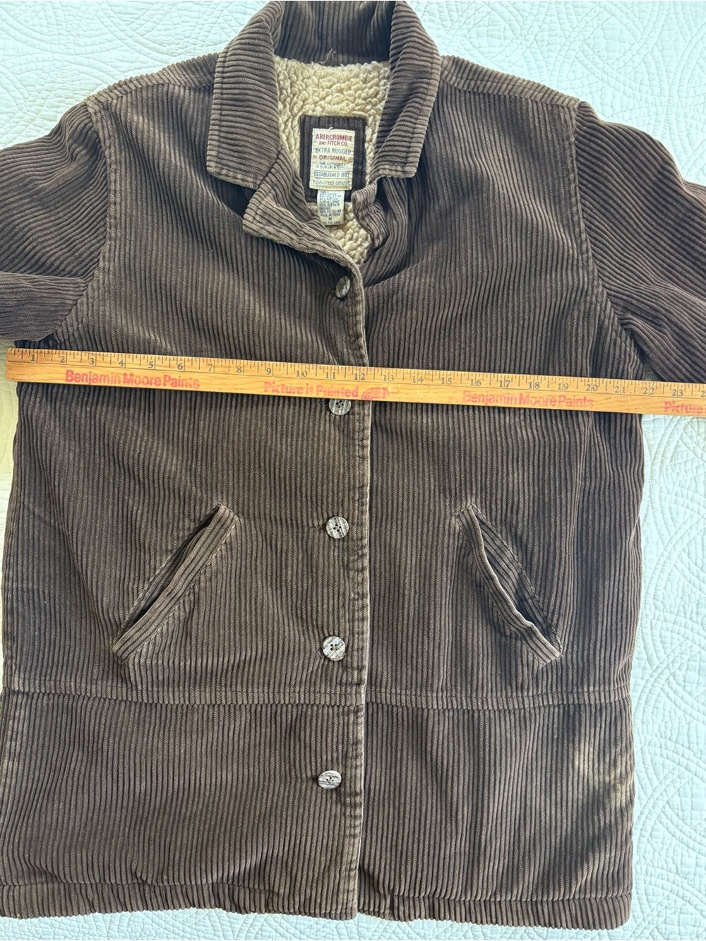 Abercrombie & Fitch Corduroy Sherpa-Lined Jacket Vintage Medium - Picture 4 of 6